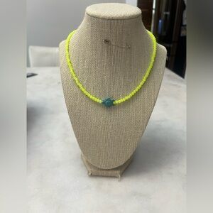 #10. Handmade Yellow Beaded Necklace with Turquoise Turtle